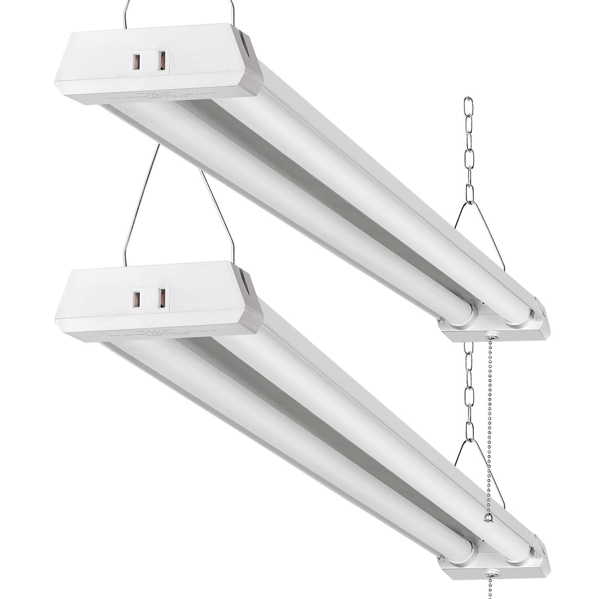 OOOLED 4ft linkable LED shop light demonstrating easy assembly for garages.