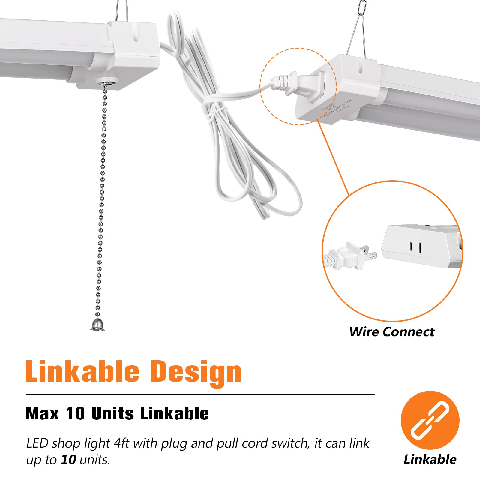 OOOLED daylight 5000K LED shop light delivering bright, natural illumination.