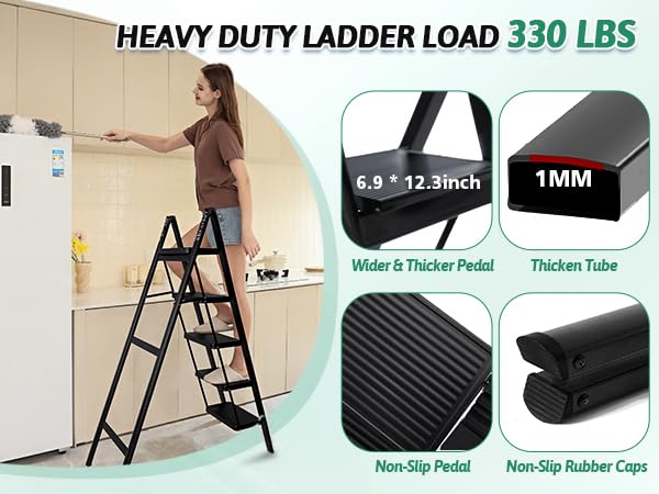 OOSOFITT heavy-duty ladder rated 330 lbs for durable use