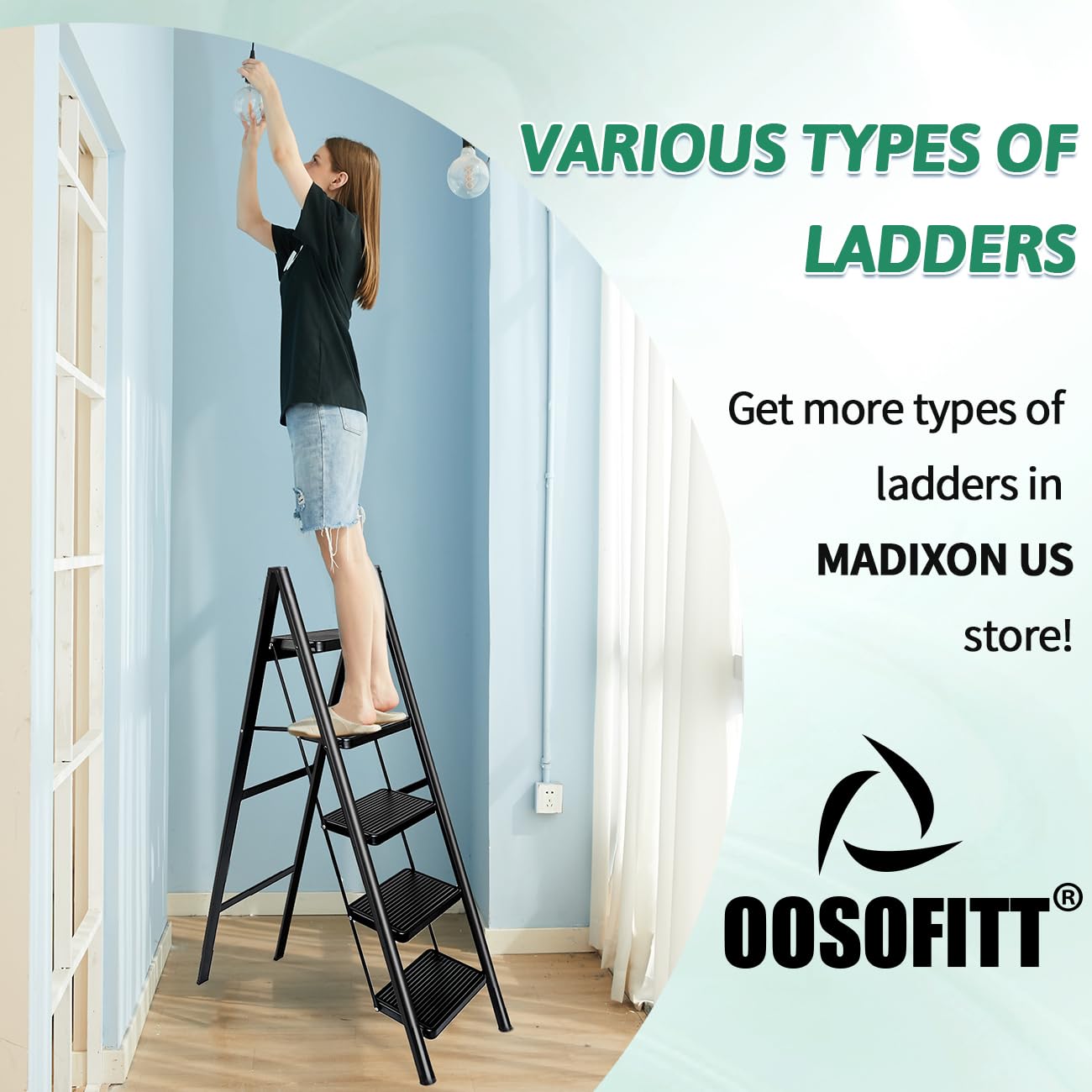 OOSOFITT portable ladder suitable for indoor and outdoor use