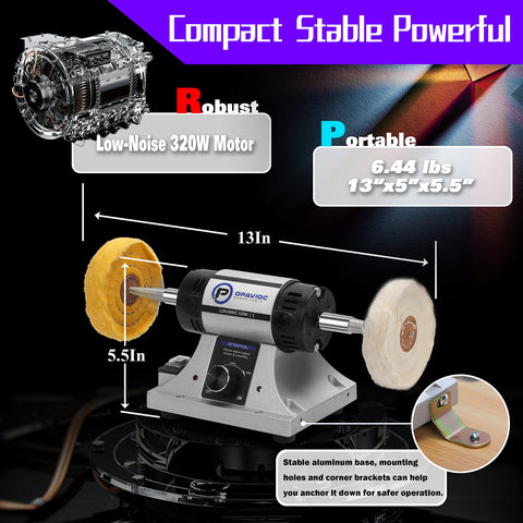 OPAVIOC Jewelry Polisher attachments show wheel compatibility for metal polishing
