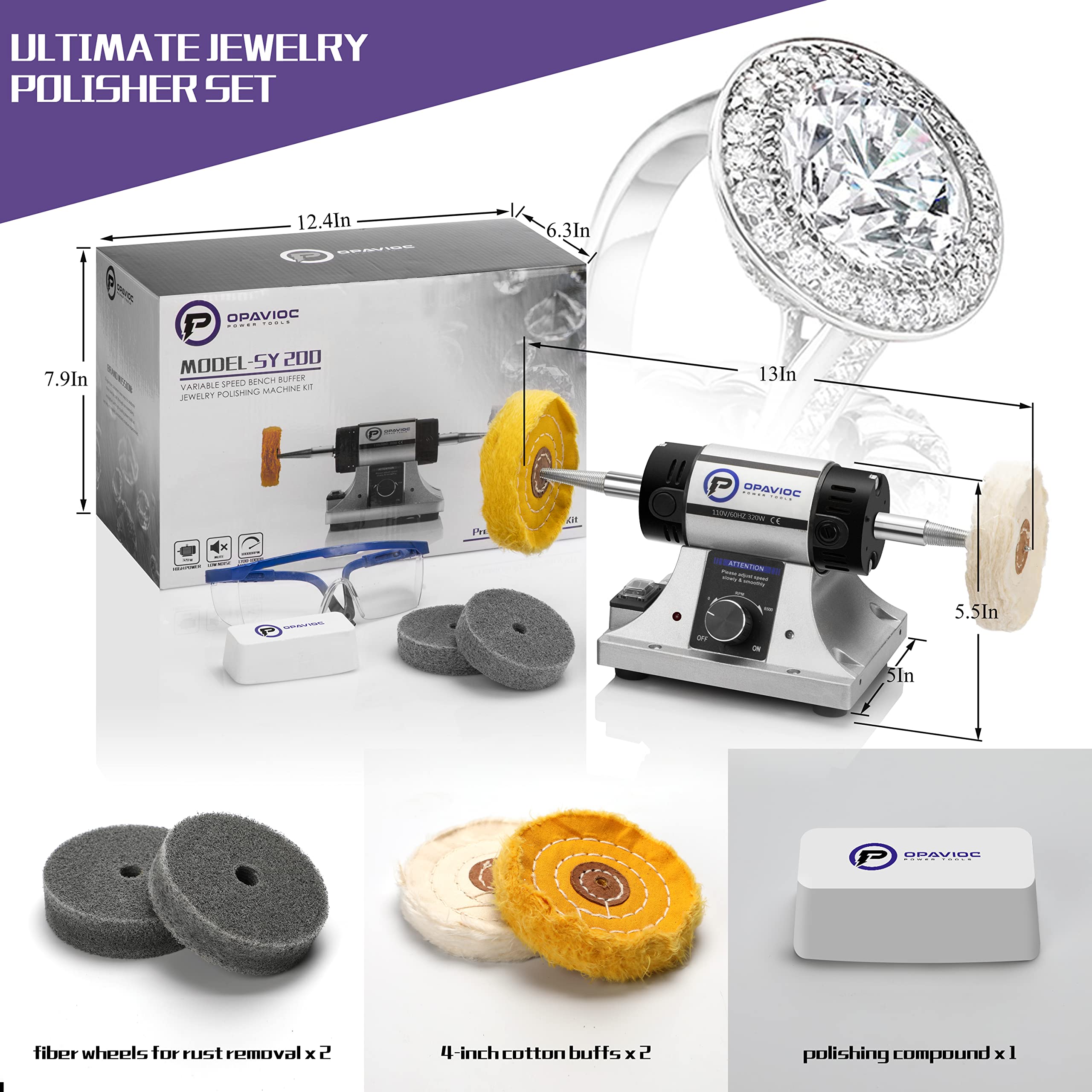 OPAVIOC Jewelry Polisher fiber wheels for rust removal and surface prep