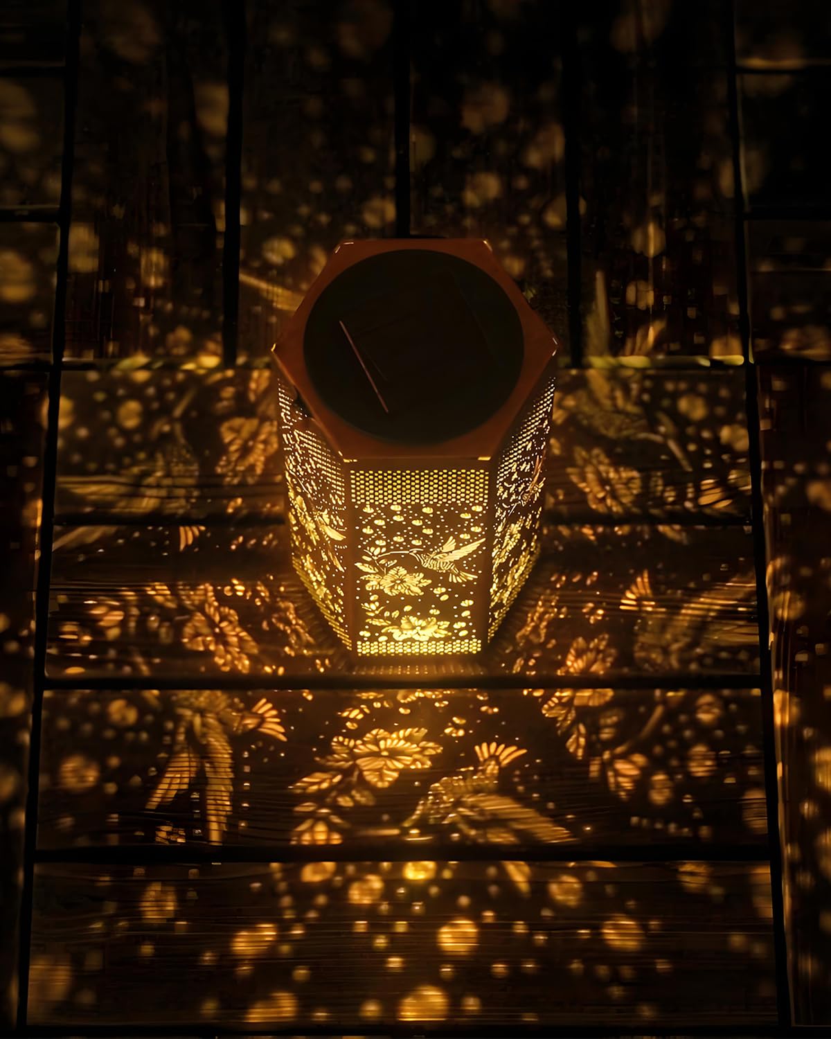 Opjoy solar lantern lights a walkway with a subtle garden glow