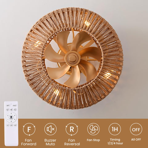 OPKMB 20-inch boho ceiling fan; decorative centerpiece and gentle breeze for living spaces.