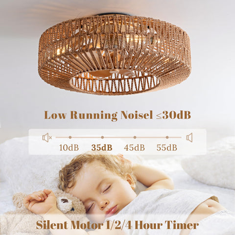 OPKMB hemp rope cage fandelier; gold blades catch light for elegant ambience.