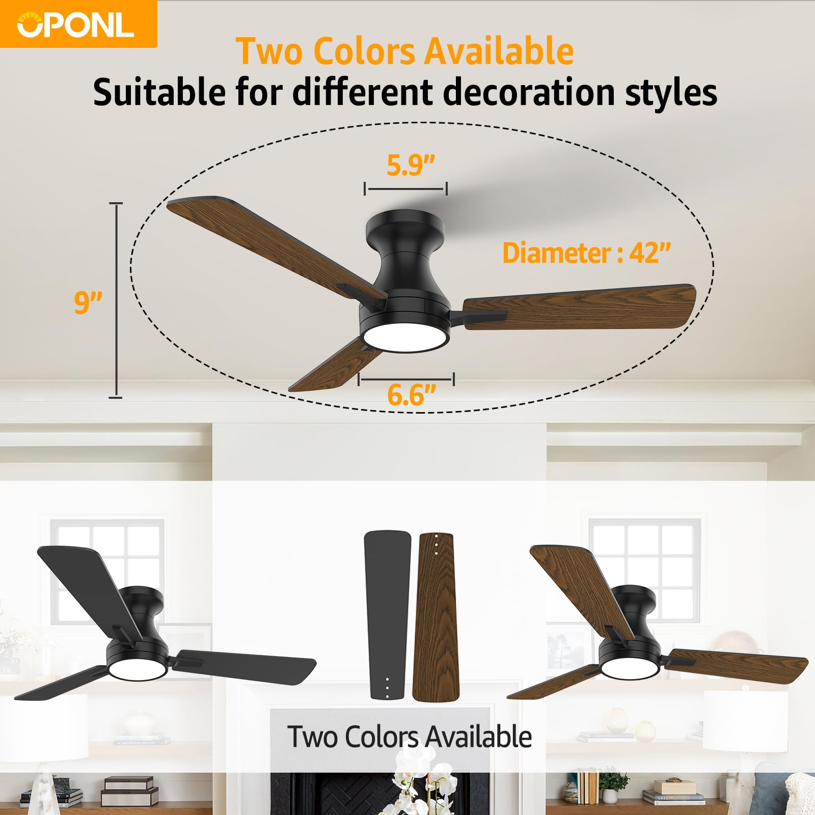 OPONL easy-installation ceiling fan with pre-installed body
