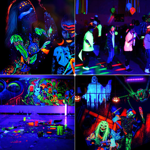 OPPSK UV glow setup highlights neon artwork at parties