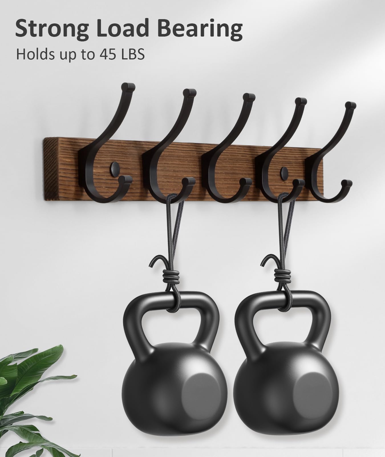 Optish five-hook wall rack keeps coats and bags neatly organized.