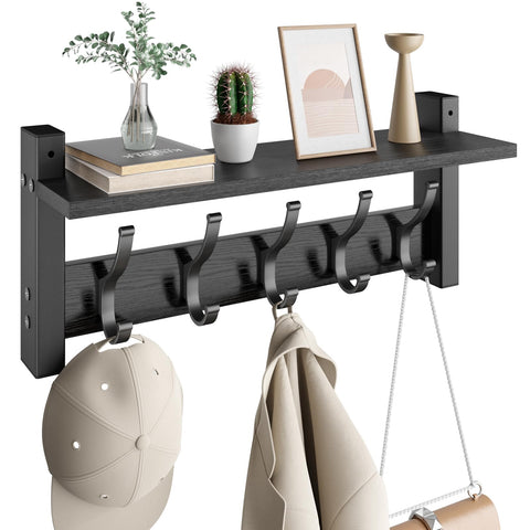 Optish coat rack wall mount shelf 17in shown with coats organized at entry