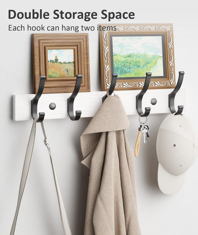 Optish five-hook layout mounted on wall, ideal for coats, bags, and hats.