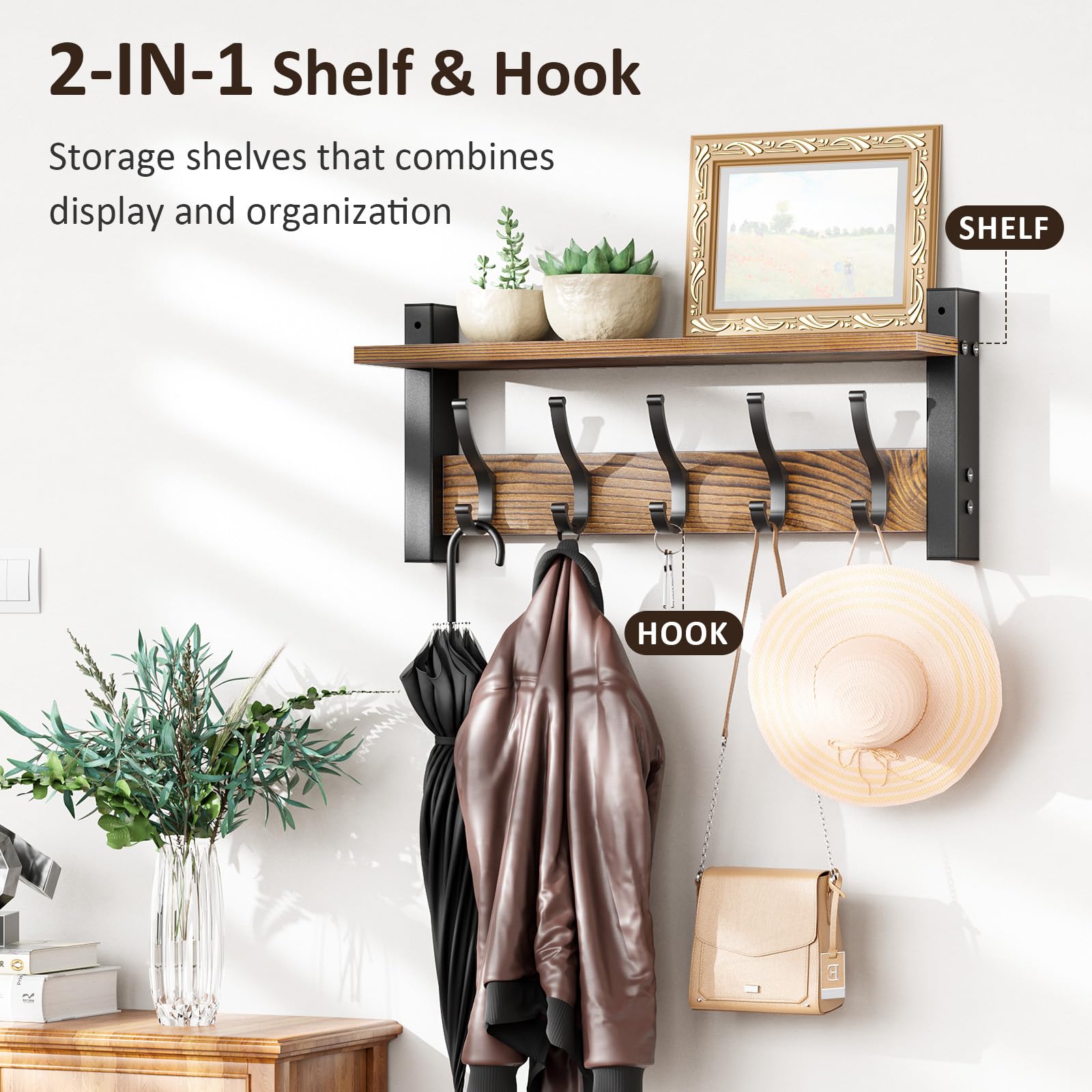 Optish shelf panel for photos and plants elevates decor.