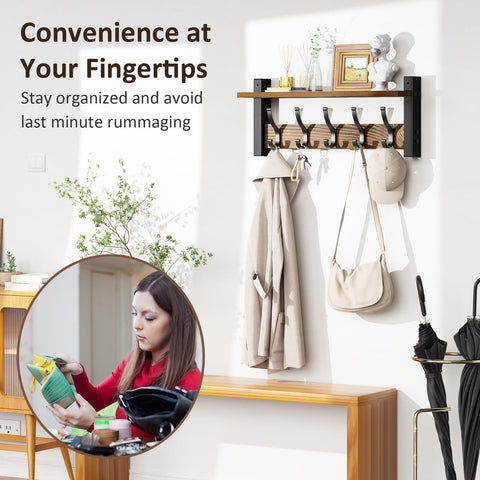 Optish wall-mounted five-hook hanger organizing coats and bags in entryways.