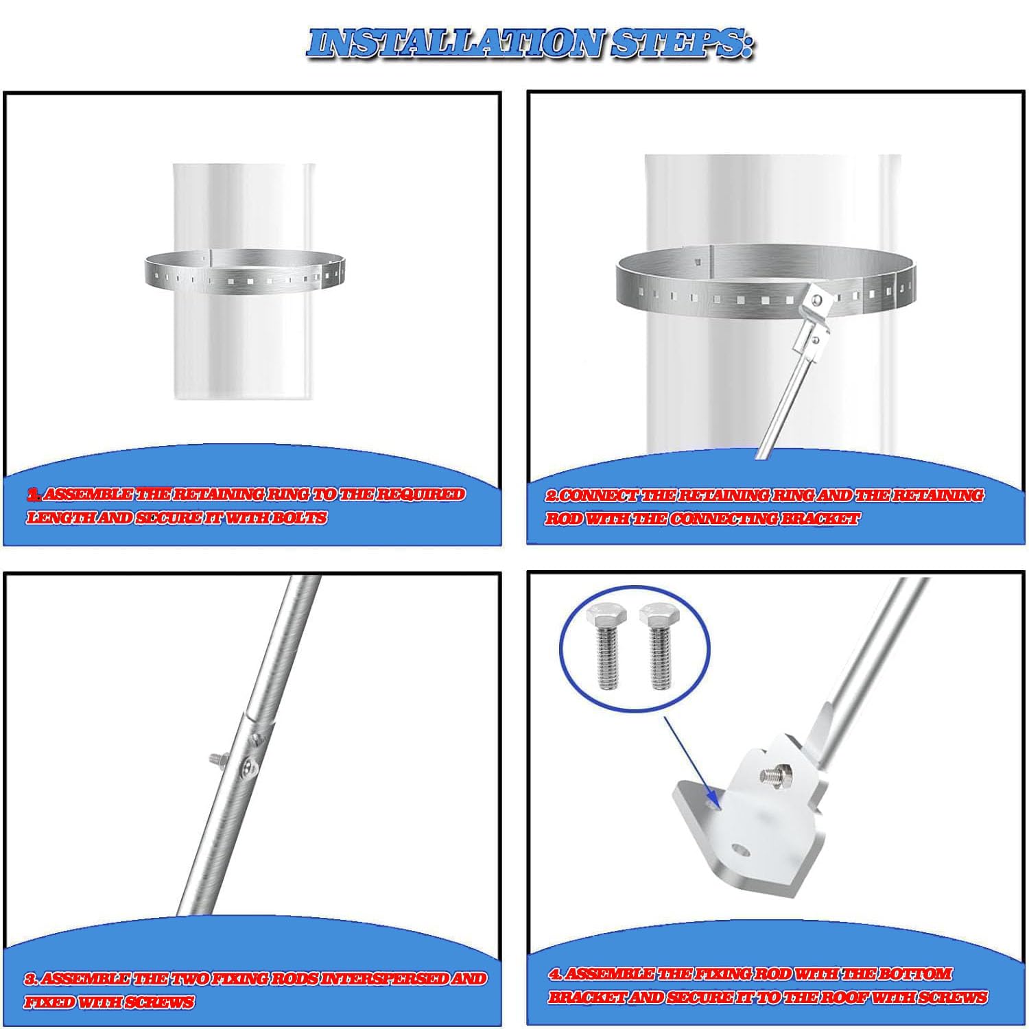Opulsph adjustable legs mounting brackets for stable chimney attachment