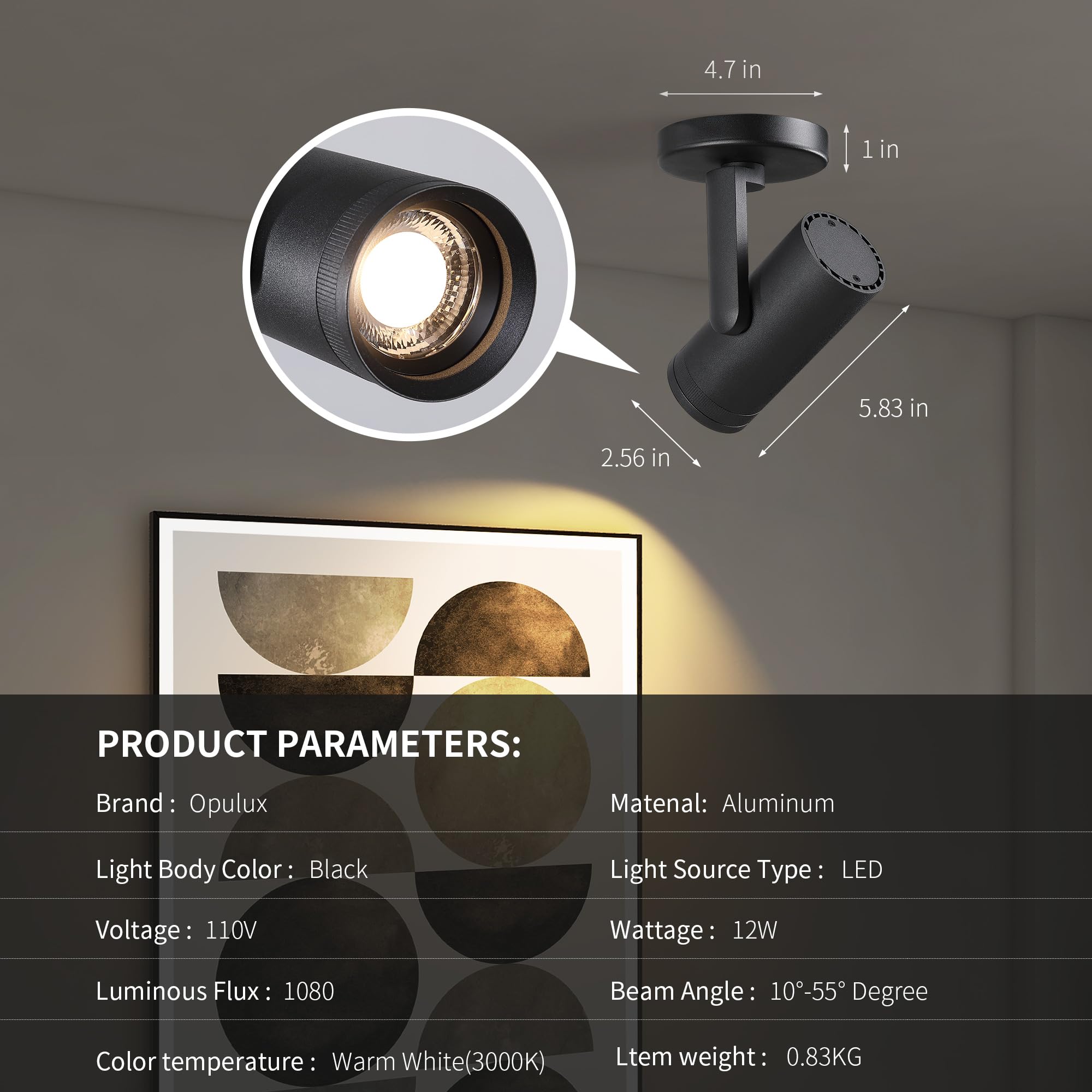 Energy-efficient Opulux spotlight with up to 50,000 hours of lifespan.