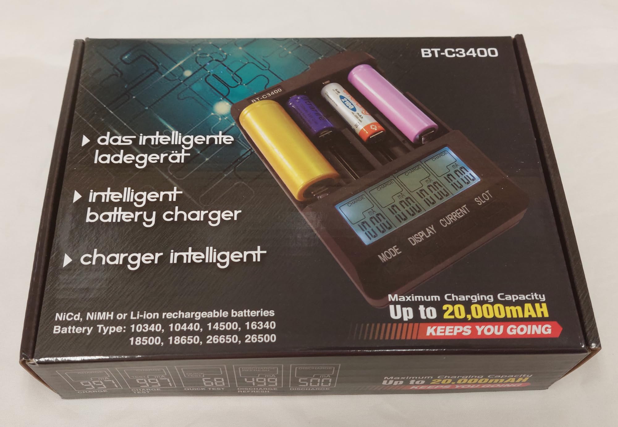Opus BT-C3400 setup demonstrates independent channels for multiple batteries