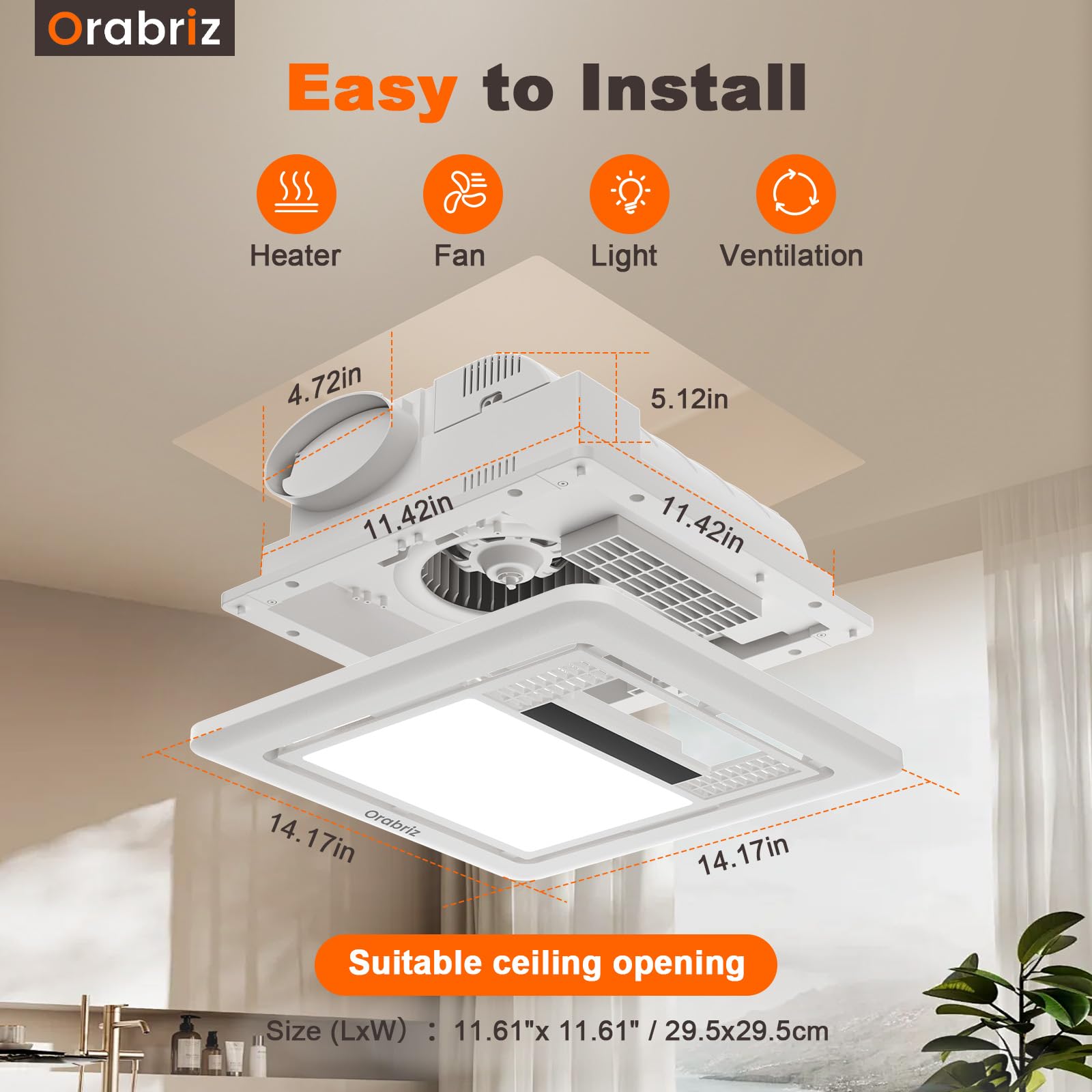 Orabriz 110 CFM quiet exhaust moves air with minimal noise