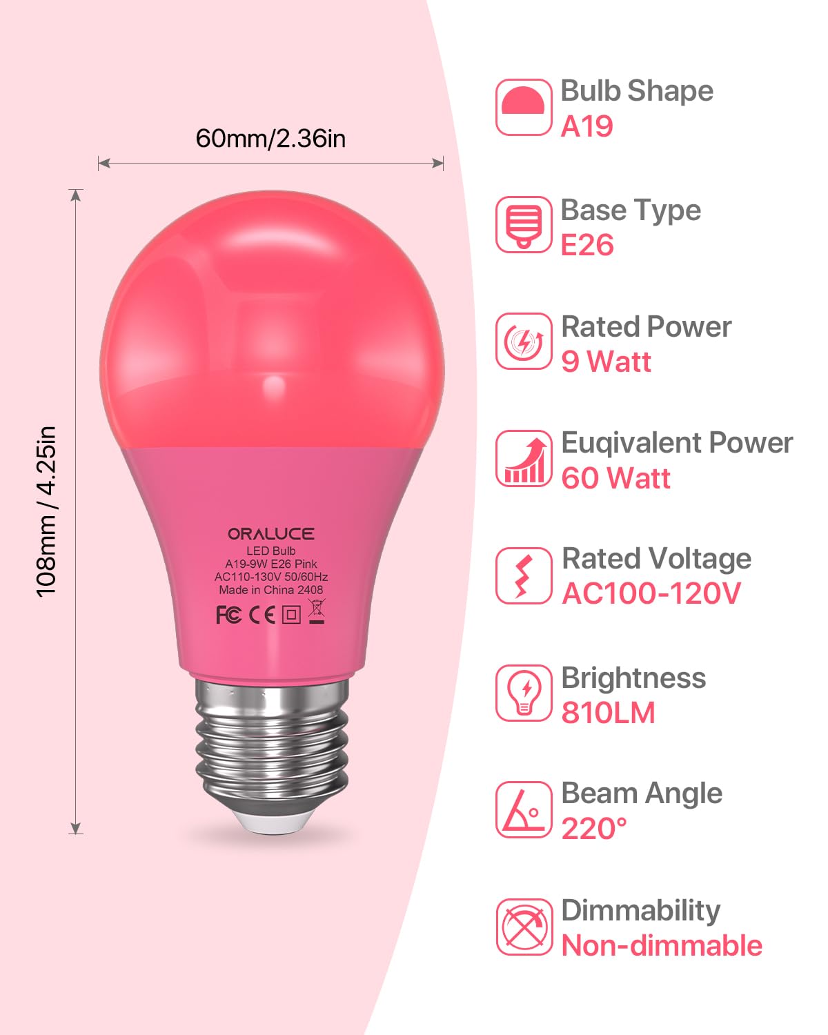 ORALUCE A19 color lights bulb offers vibrant hues for parties.