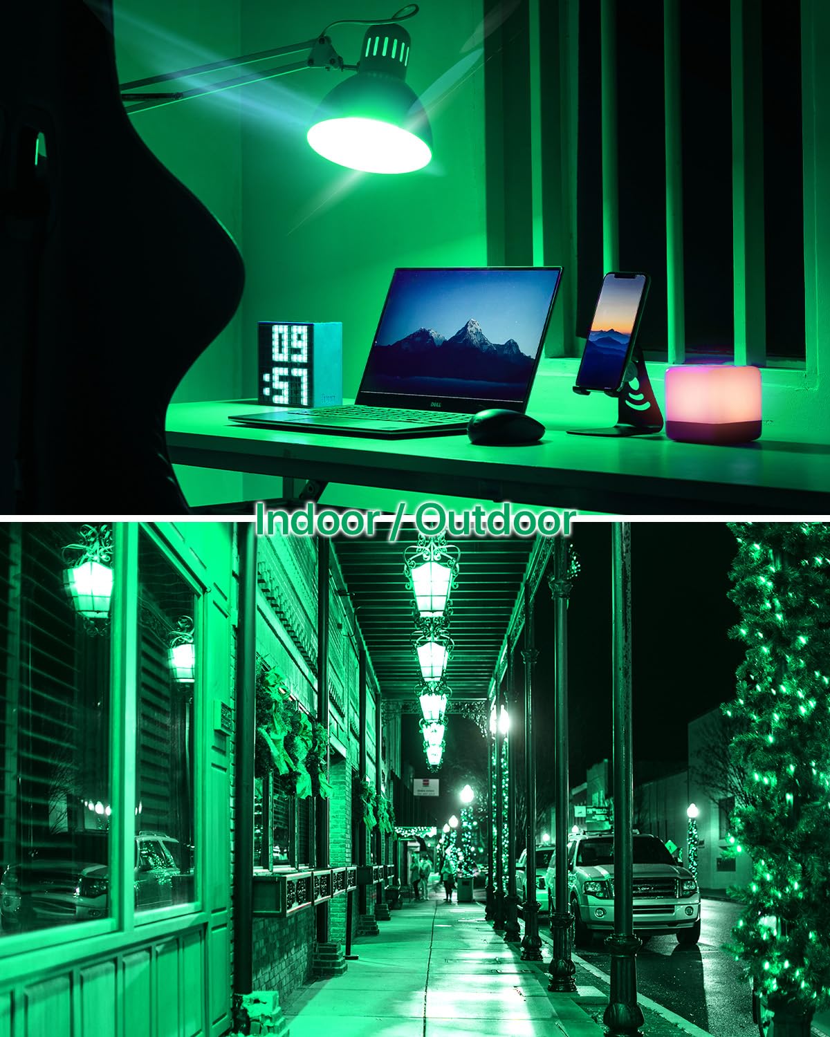 Oraluce non-dimmable color bulb for steady festive glow.