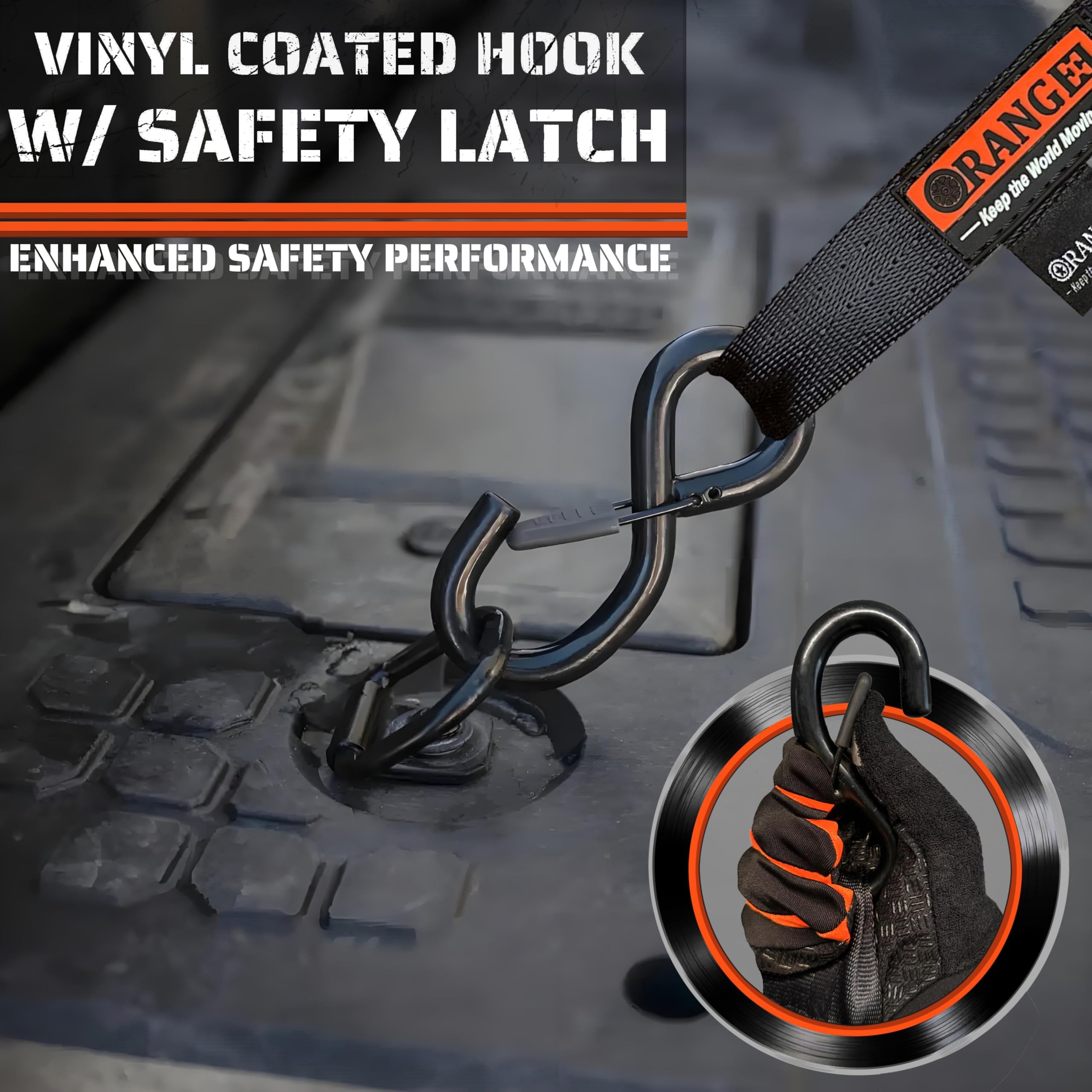 ORANGEE strap rated for 2,000 pounds break strength handles heavy loads securely