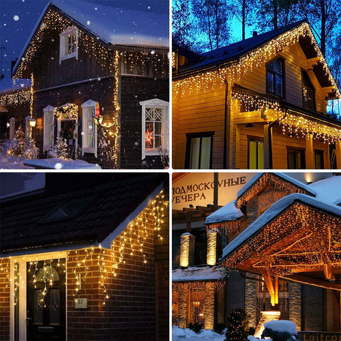 Orangie LED Icicle Lights brighten patios with a gentle durable glow.