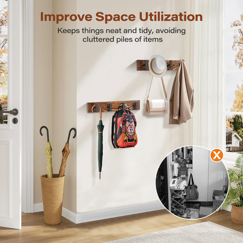 Orapoke living room display with coat rack and hats neatly organized