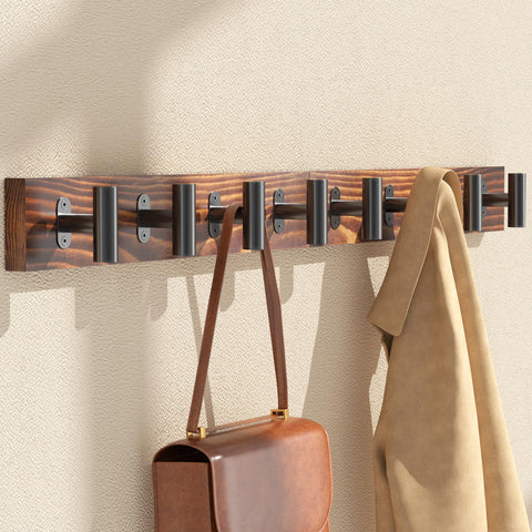 Orapoke coat rack wall-mount with 8 black hooks keeps coats organized at the entry