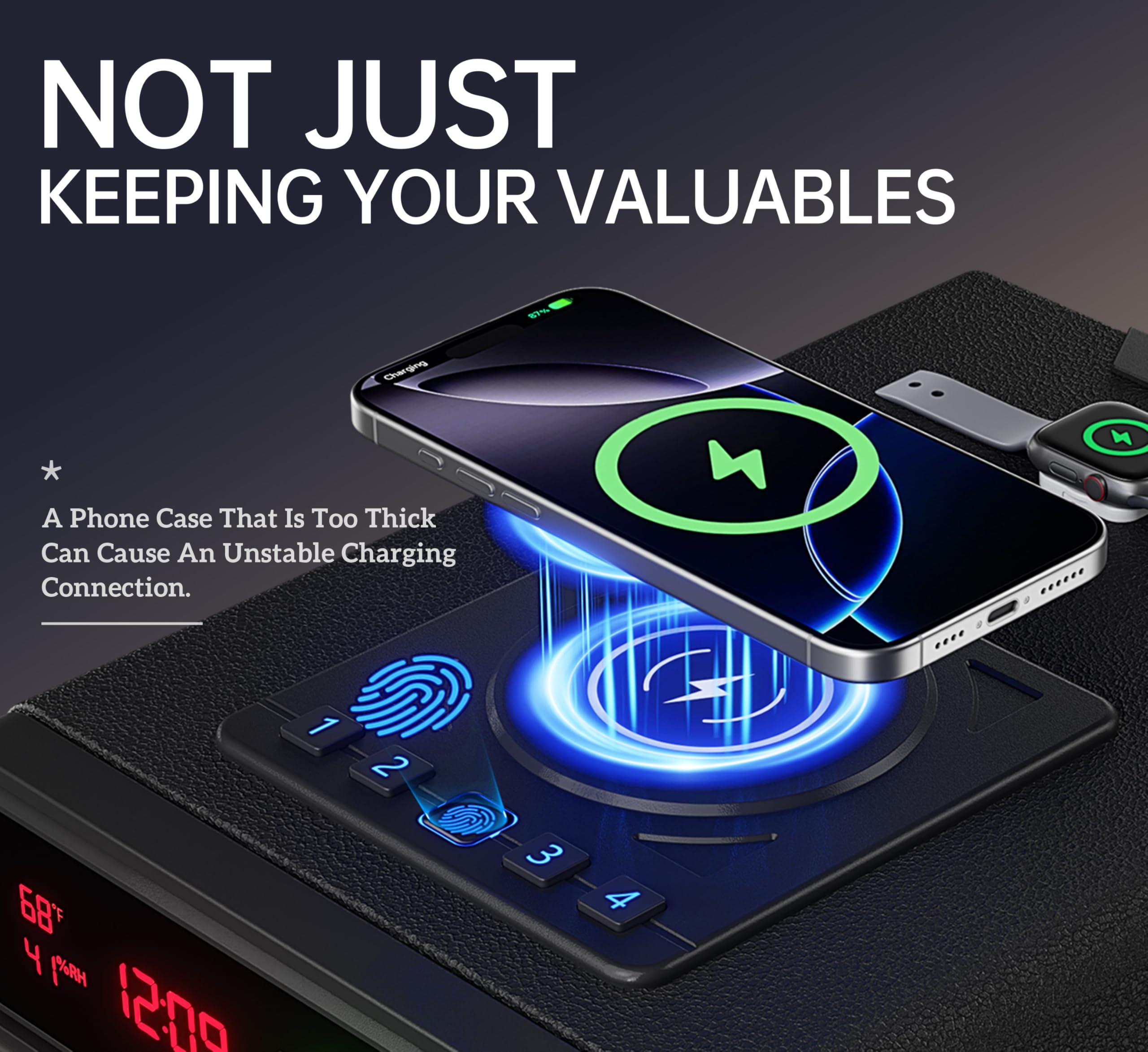 ORARAER biometric safe LED clock display shows time and status