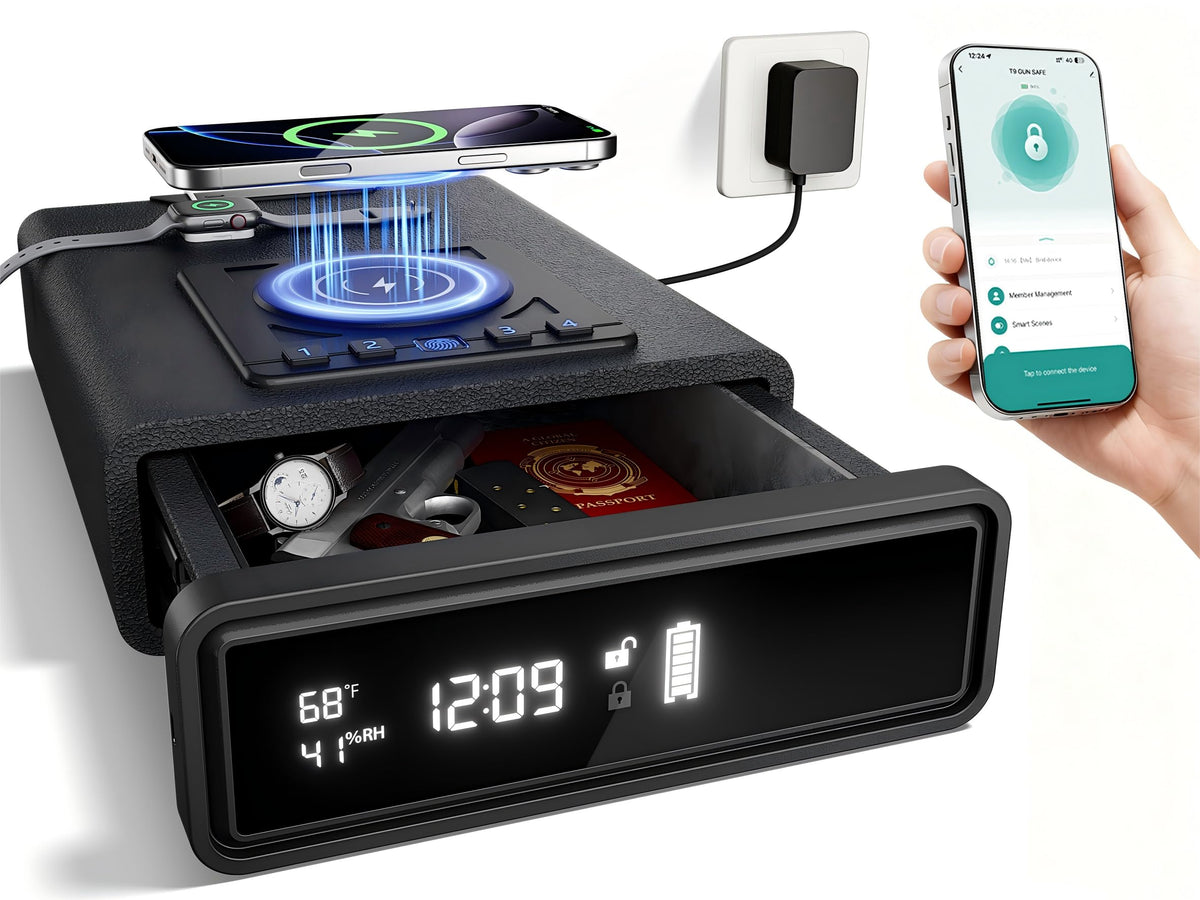 ORARAER Smart Biometric Gun Safe front view with quick fingerprint entry.