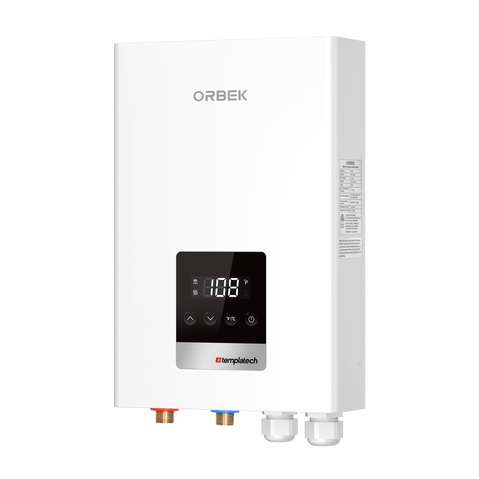 Orbek 18kW tankless heater with compact design for tight spaces