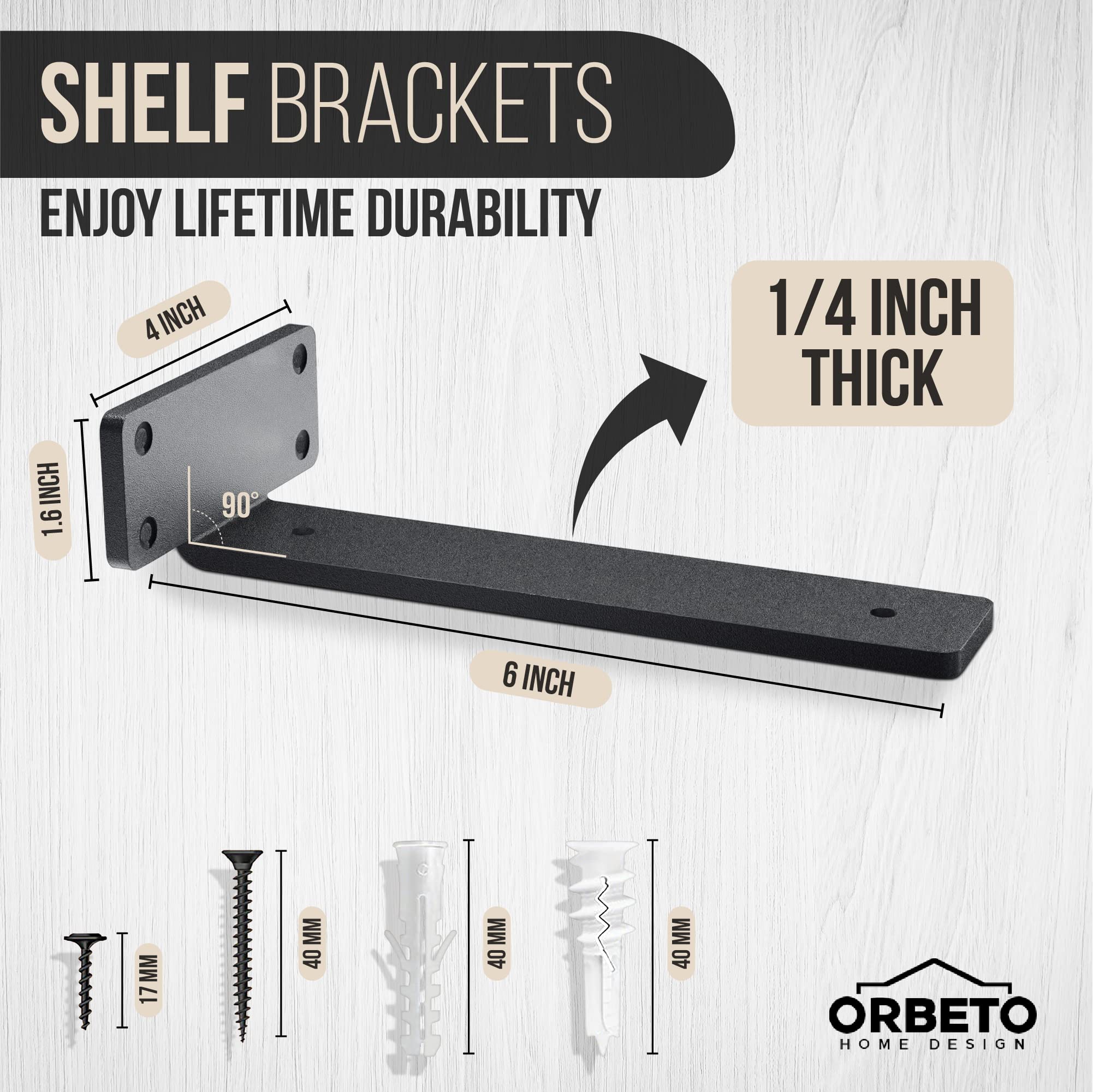 Orbeto complete installation hardware included for quick mounting.