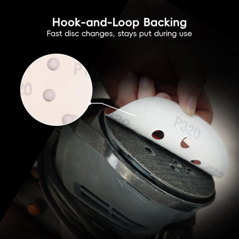Orbitalsander 320 grit discs for a ready-to-paint smooth surface.