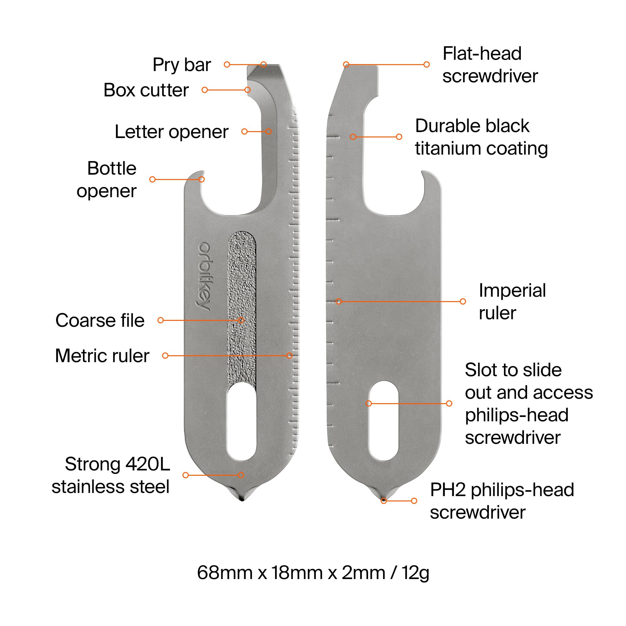 Orbitkey Multi-Tool V2 silver fits neatly inside key organiser
