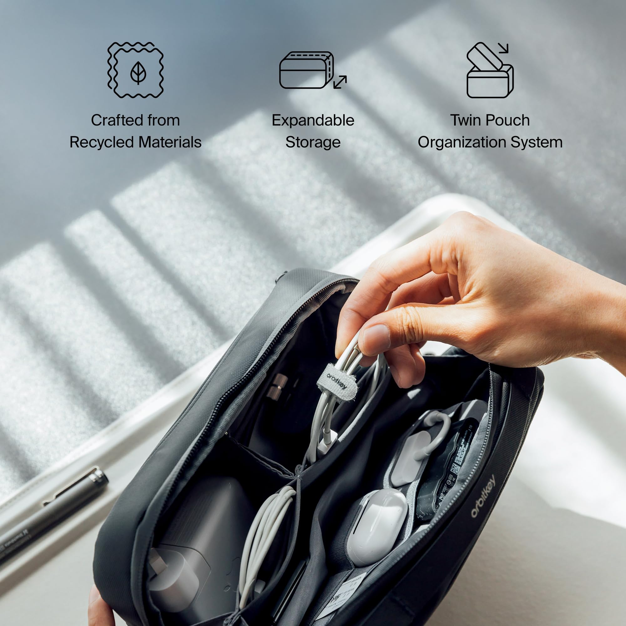 Orbitkey premium materials and durability offer a sturdy, long-lasting tech organizer.