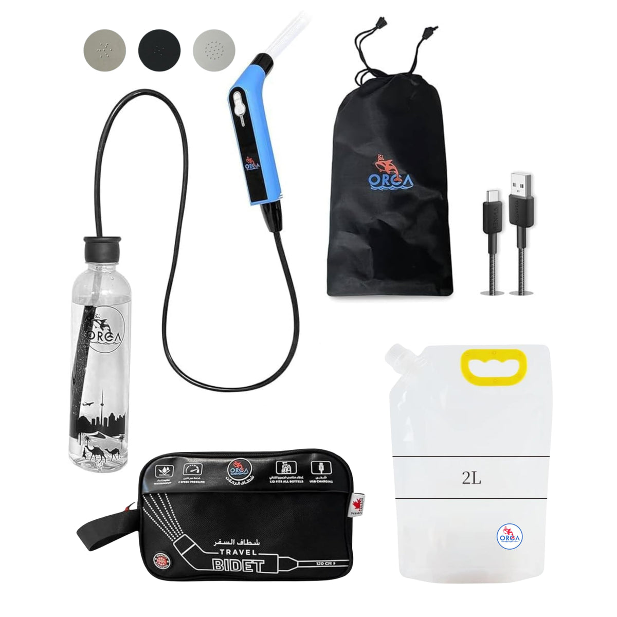 Orca Bidet 500ml bottle ready for portable cleaning use