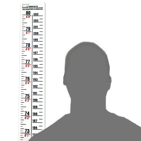 Oregon Rule Co. height rule left scale 0-80 inches for instant height reference