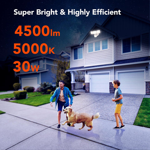 OREiN 4500LM flood light dusk to dawn mode for automated exterior lighting