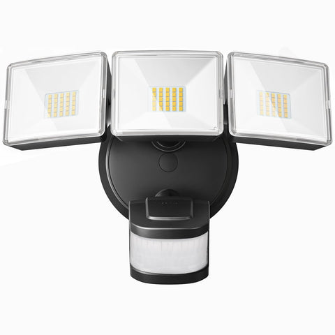 OREiN 4500LM flood light at front door for enhanced nighttime visibility.