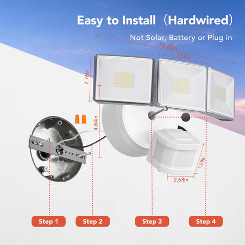 OREiN 4500LM flood light motion sensor coverage demonstrates detection range