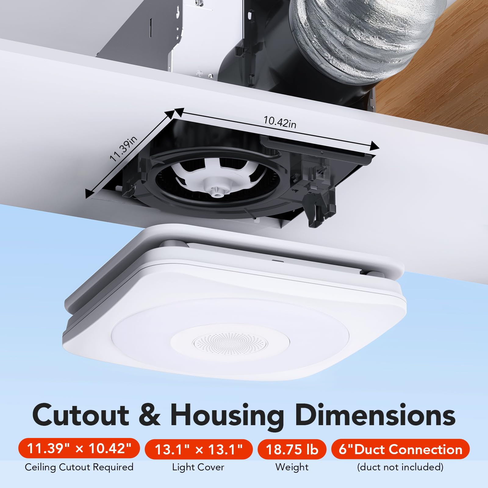 OREiN bathroom fan with RGB mood lighting synced to music