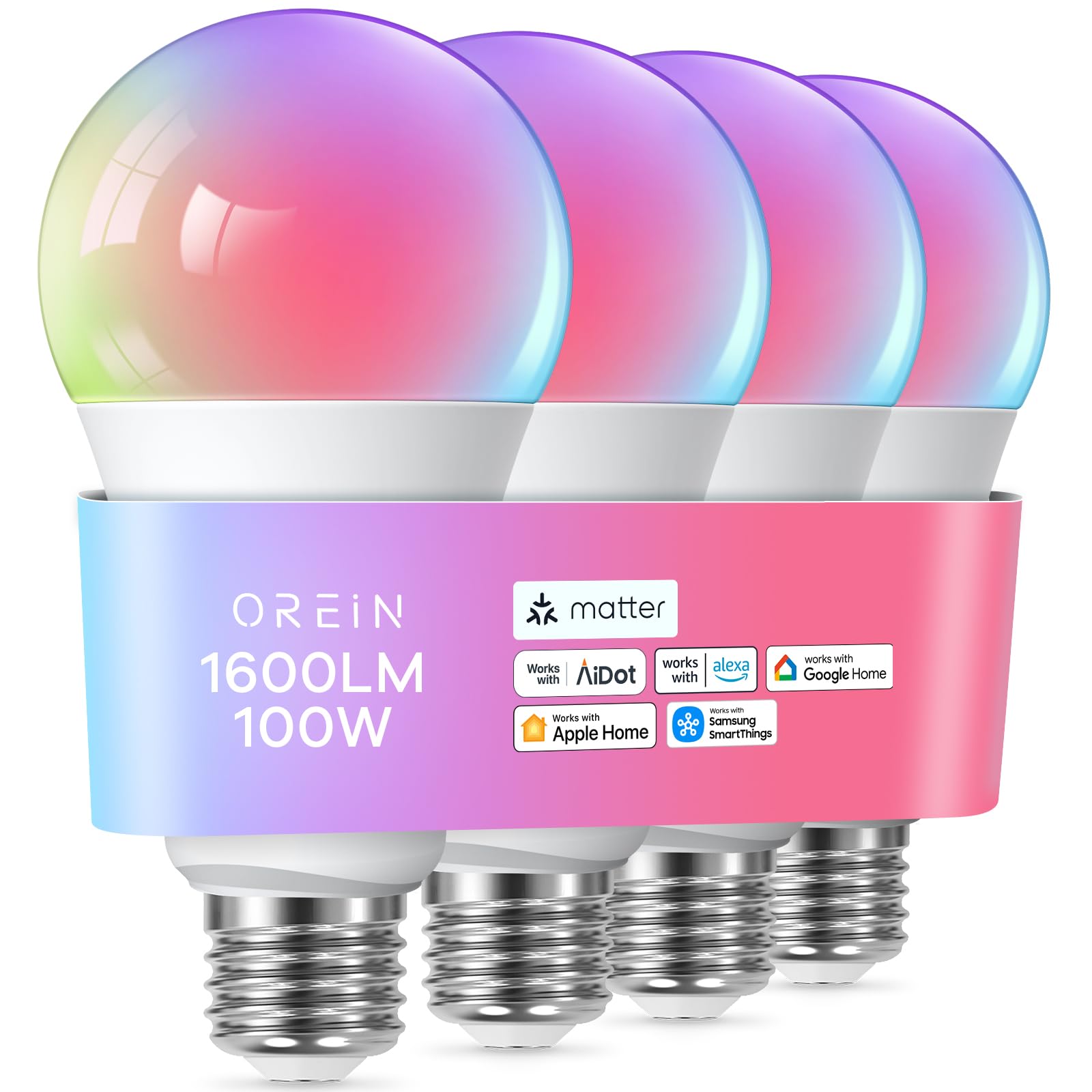 OREiN Matter smart bulb delivering 1600 lumens for bright room illumination