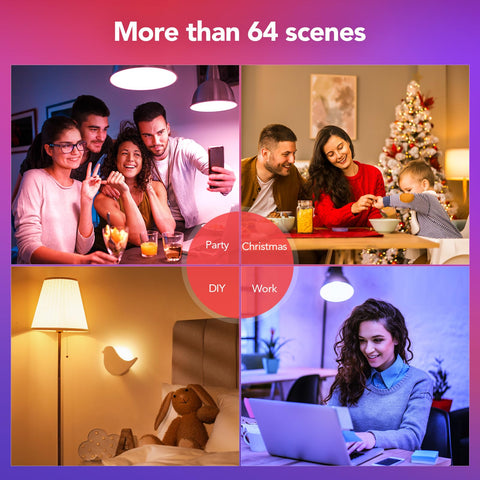 OREiN Matter smart light bulb four-pack arranged for comprehensive room coverage.