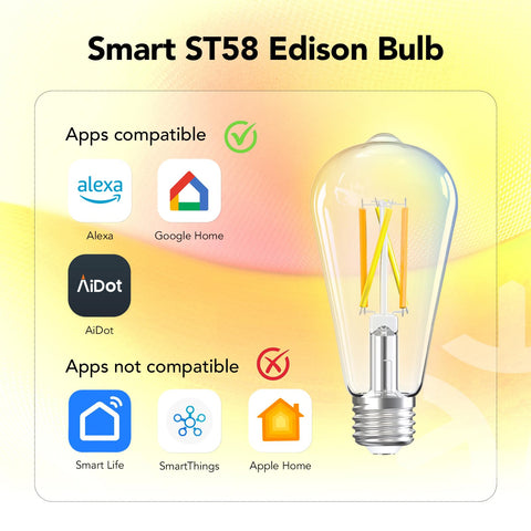 OREiN E26 base bulb ideal for living room lamps with no hub needed.