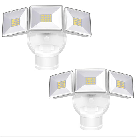 OREiN two-pack motion sensor outdoor light in dusk-to-dawn mode enhances security.