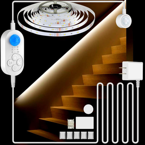 Orgaror dual-sensor stair lights strip left image showing two sensors for two entry points.