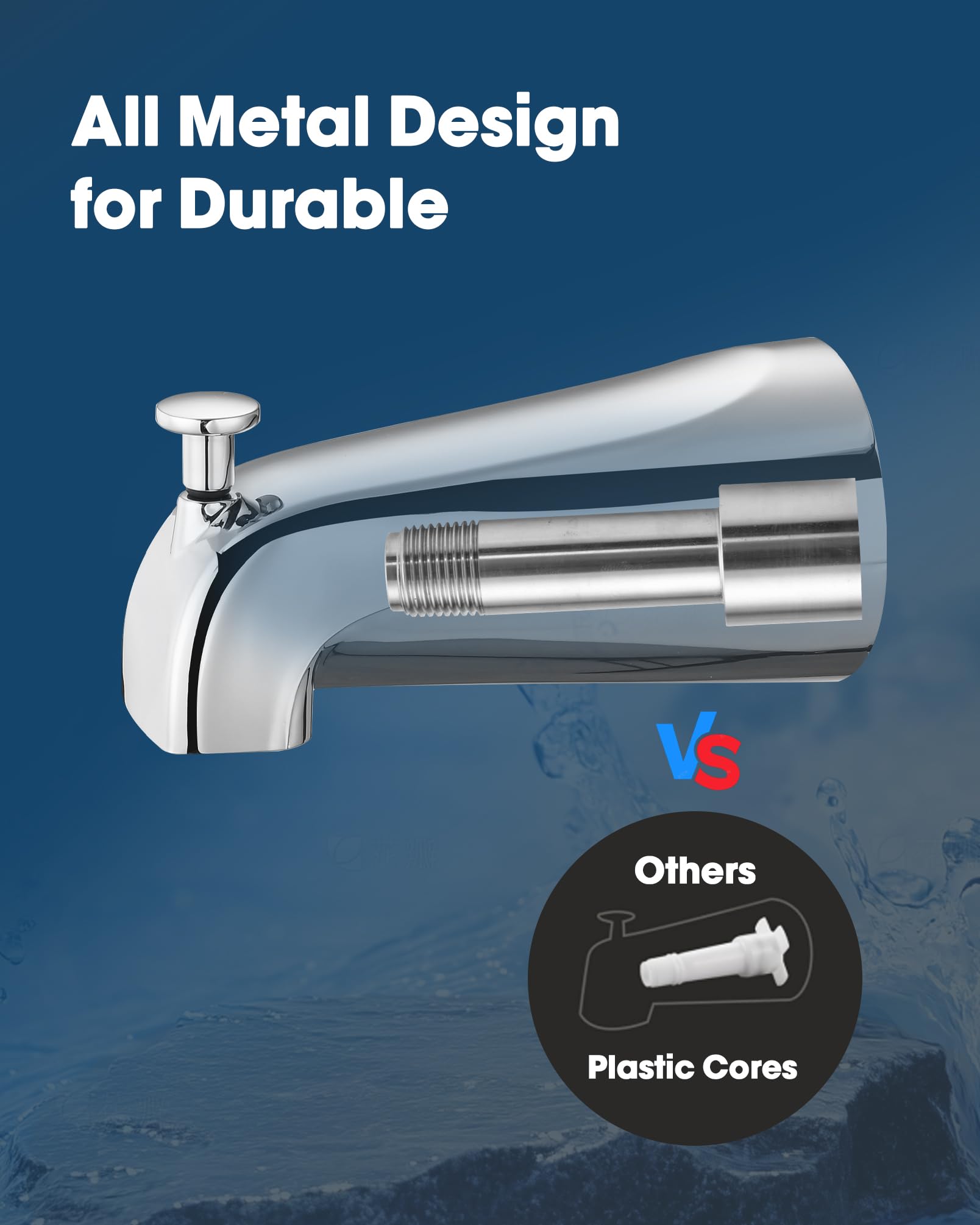 OrgCreator tub spout allows simple DIY installation on many setups.