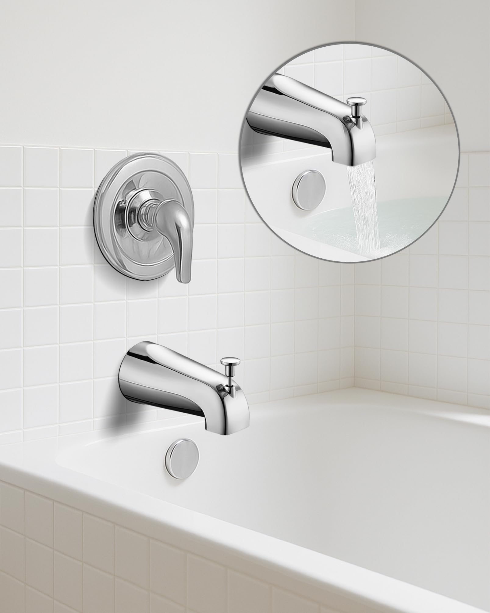 OrgCreator universal-fit spout accommodates slip-on copper and IPS threaded pipes.