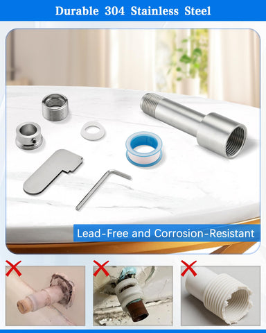 OrgCreator 304 stainless steel tub spout adapter material for durability