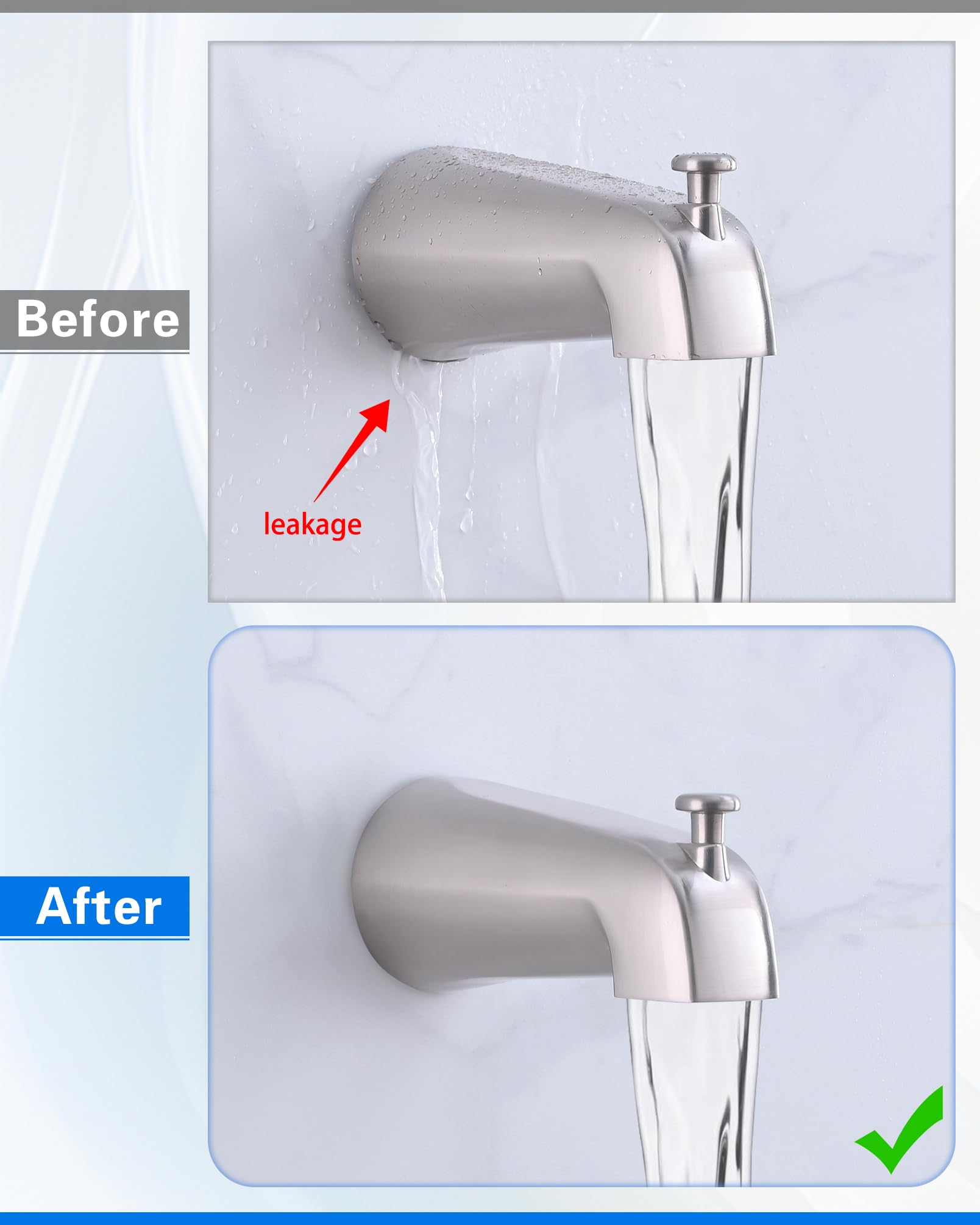 OrgCreator tub spout adapter fits 3/4 inch IPS pipes for secure connections