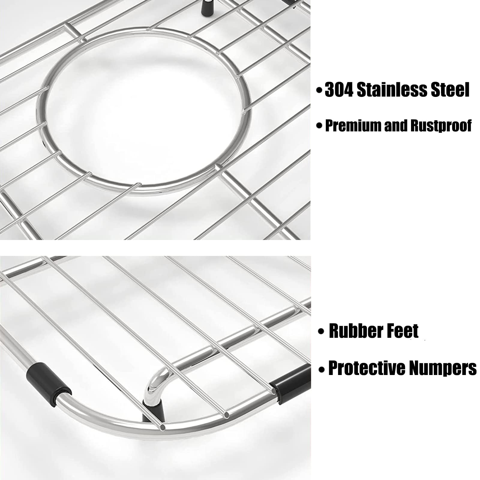 Orgneas grid features anti slip rubber feet to protect sink