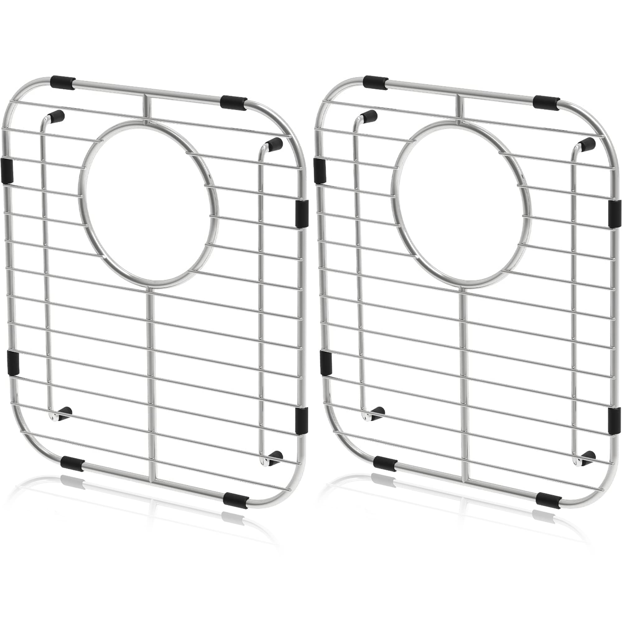 Orgneas sink grid front view showing protective design for a double-bowl sink